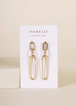 Pave Link Drop - Gold Earrings