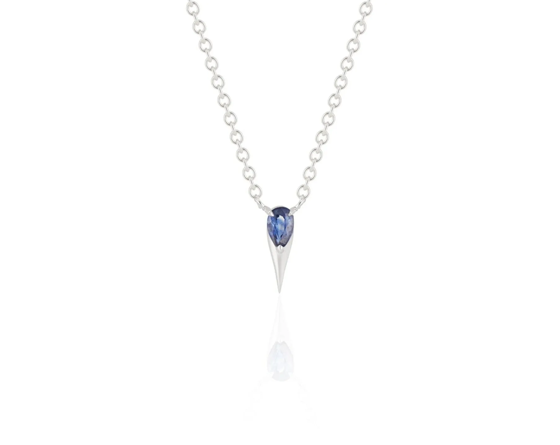 Pear-Shaped Blue Sapphire Necklace-White Gold