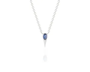 Pear-Shaped Blue Sapphire Necklace-White Gold