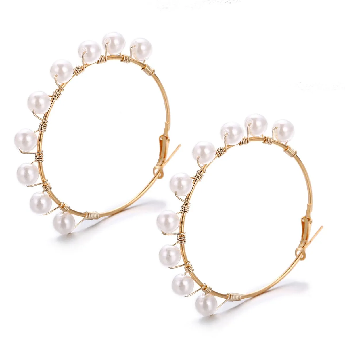 Pearl & 18K Gold-Plated Hoop Earrings