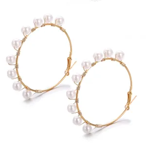 Pearl & 18K Gold-Plated Hoop Earrings