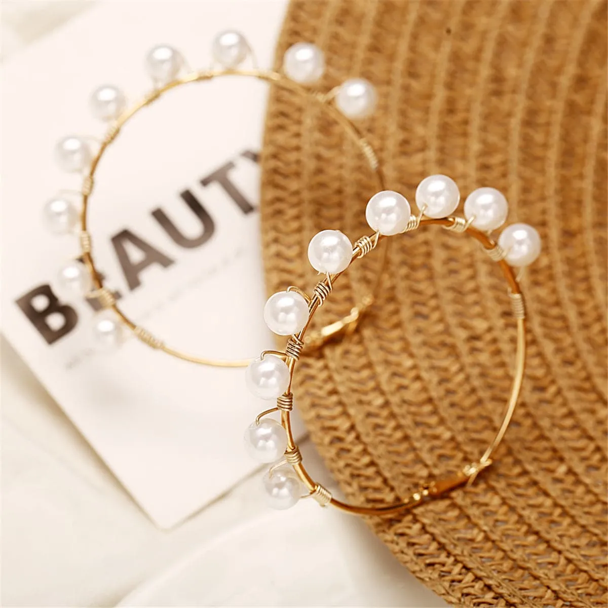 Pearl & 18K Gold-Plated Hoop Earrings