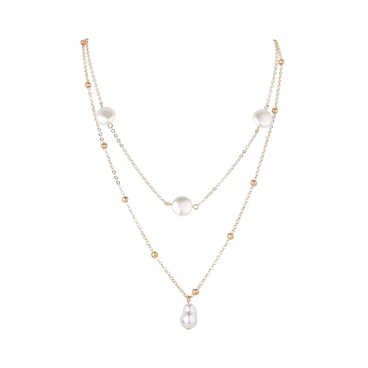 Pearl & 18K Gold-Plated Layered Pendant Necklace