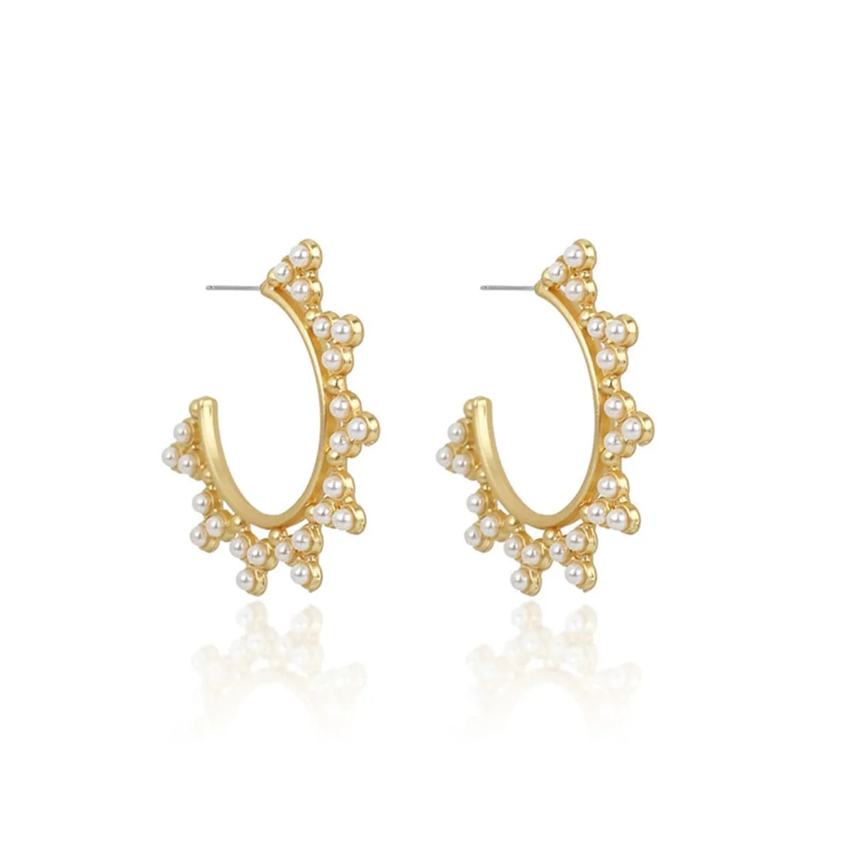 Pearl & 18K Gold-Plated Pointed Huggie Earrings