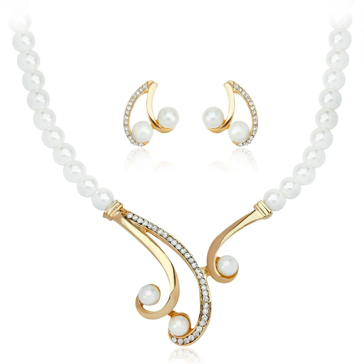 Pearl & Cubic Zirconia 18K Gold-Plated Botany Statement Necklace Set