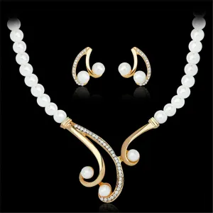 Pearl & Cubic Zirconia 18K Gold-Plated Botany Statement Necklace Set