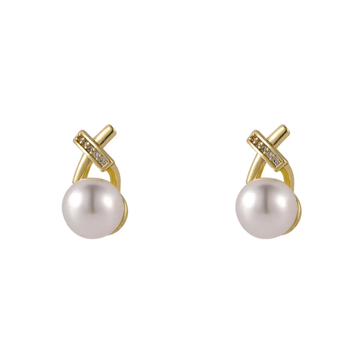 Pearl & Cubic Zirconia Pavé Crisscross Stud Earrings