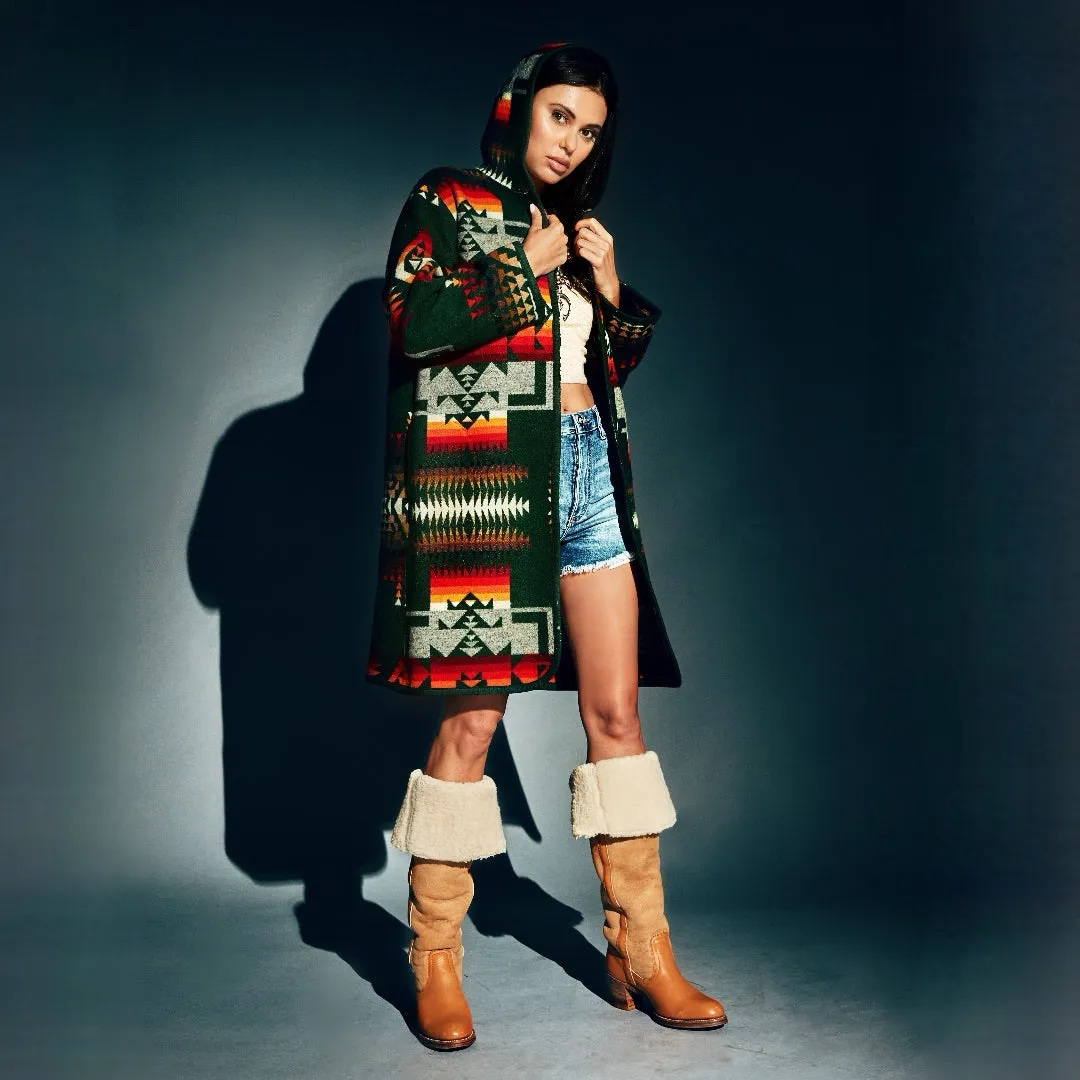 PENDLETON Woolen Mills Beaver State Vintage Wool Aztec Blanket Southwest Western Long Coat