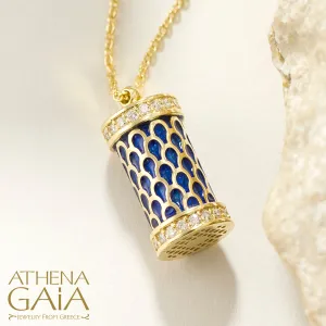 Periklista Gold Cylinder Enamel Necklace