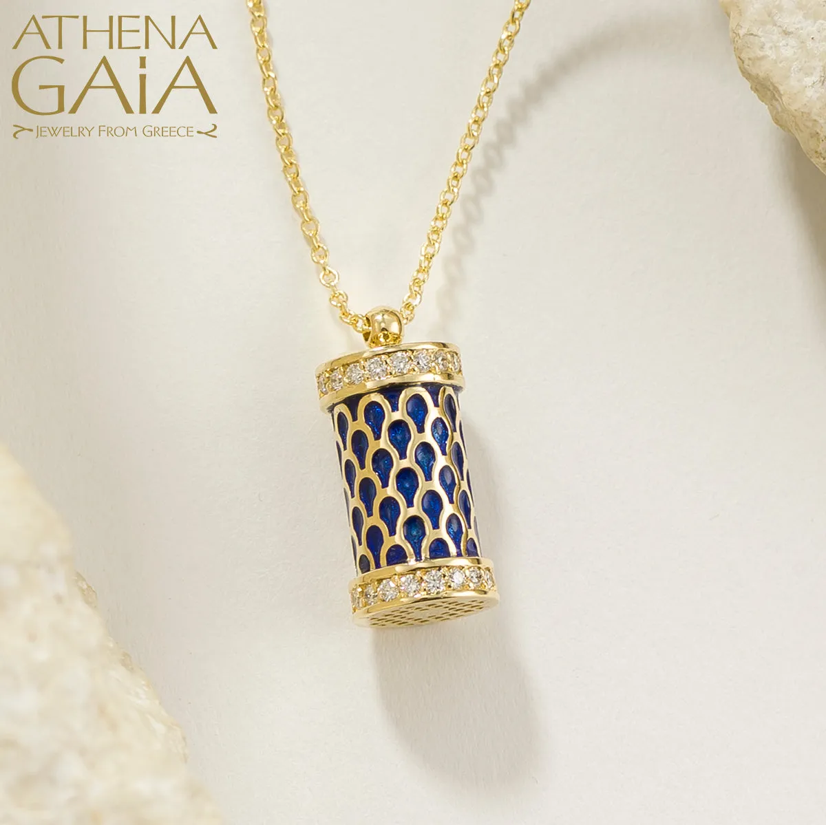 Periklista Gold Cylinder Enamel Necklace