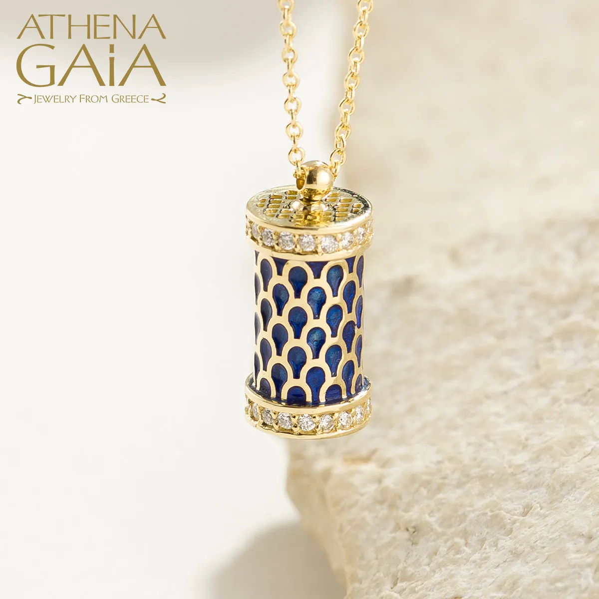 Periklista Gold Cylinder Enamel Necklace