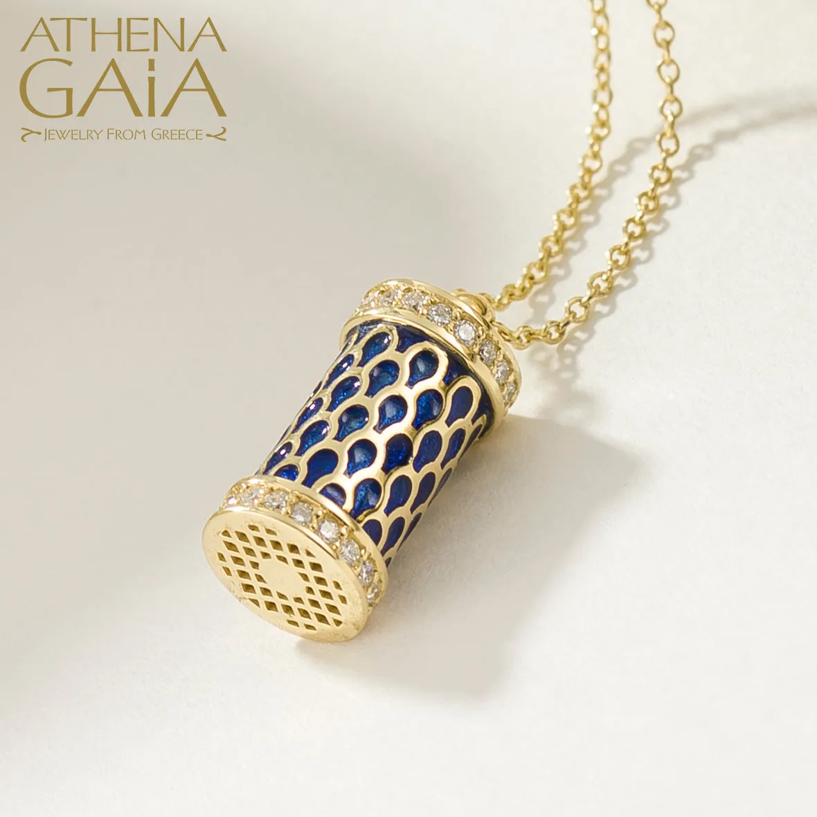 Periklista Gold Cylinder Enamel Necklace