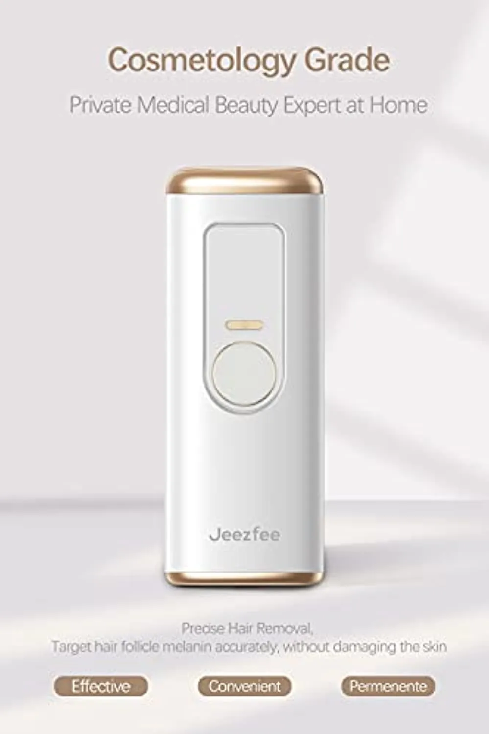 Permanent Hair Removal for Women, Jeezfee Hair Removal Device, At-Home Painless Hair Removal on Armpits Legs Arms Face Bikini line (Elegant White)