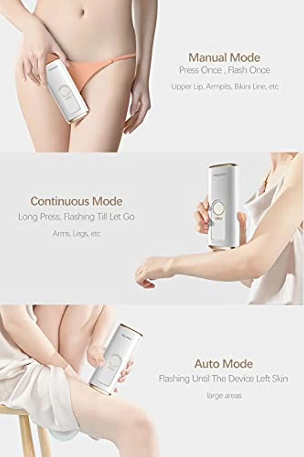 Permanent Hair Removal for Women, Jeezfee Hair Removal Device, At-Home Painless Hair Removal on Armpits Legs Arms Face Bikini line (Elegant White)