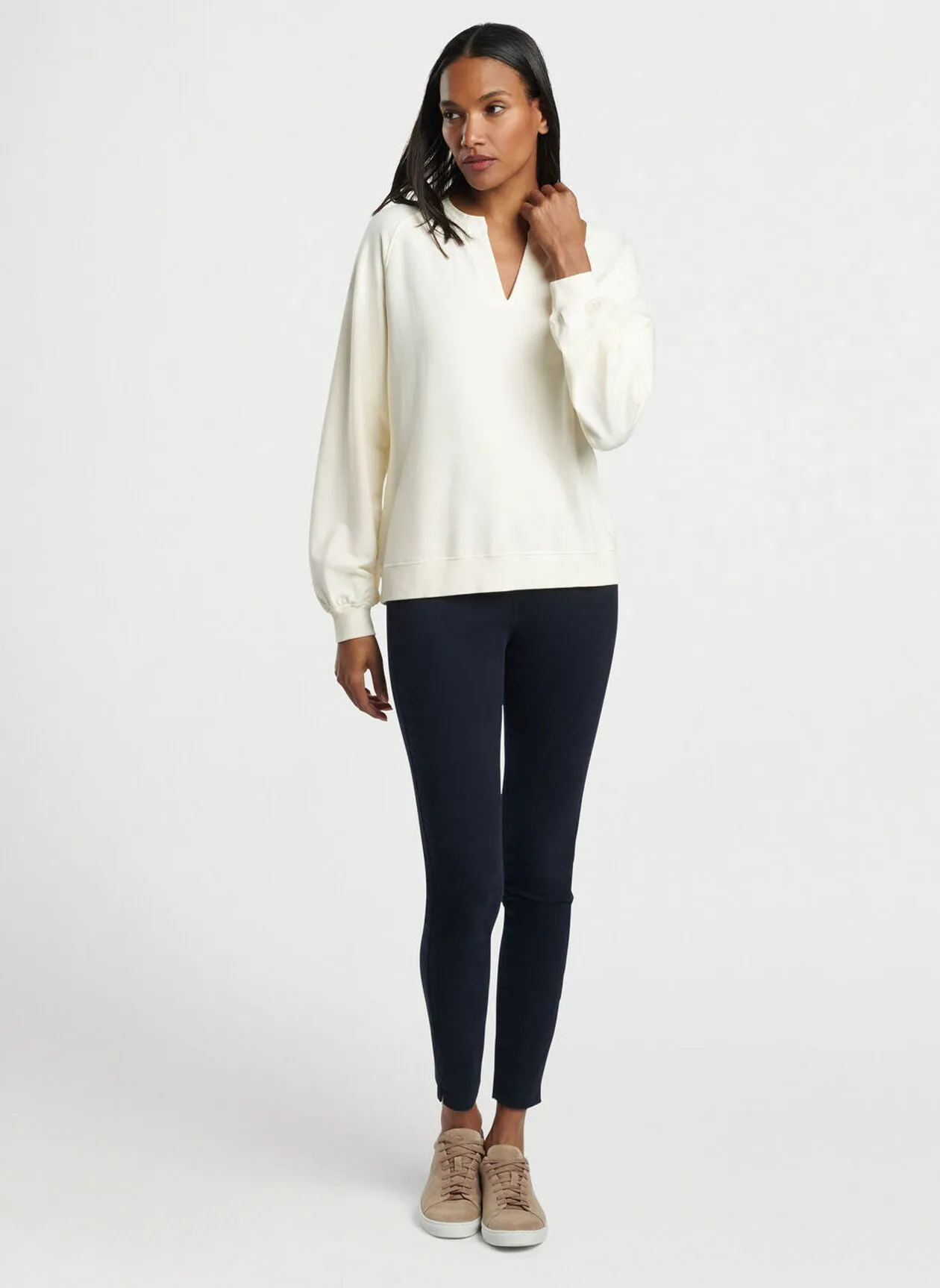 Peter Millar Womens Lava Wash Henley Crew - SALT WATER TAFFY