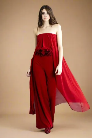 Petit Pois Strapless Red Jumpsuit