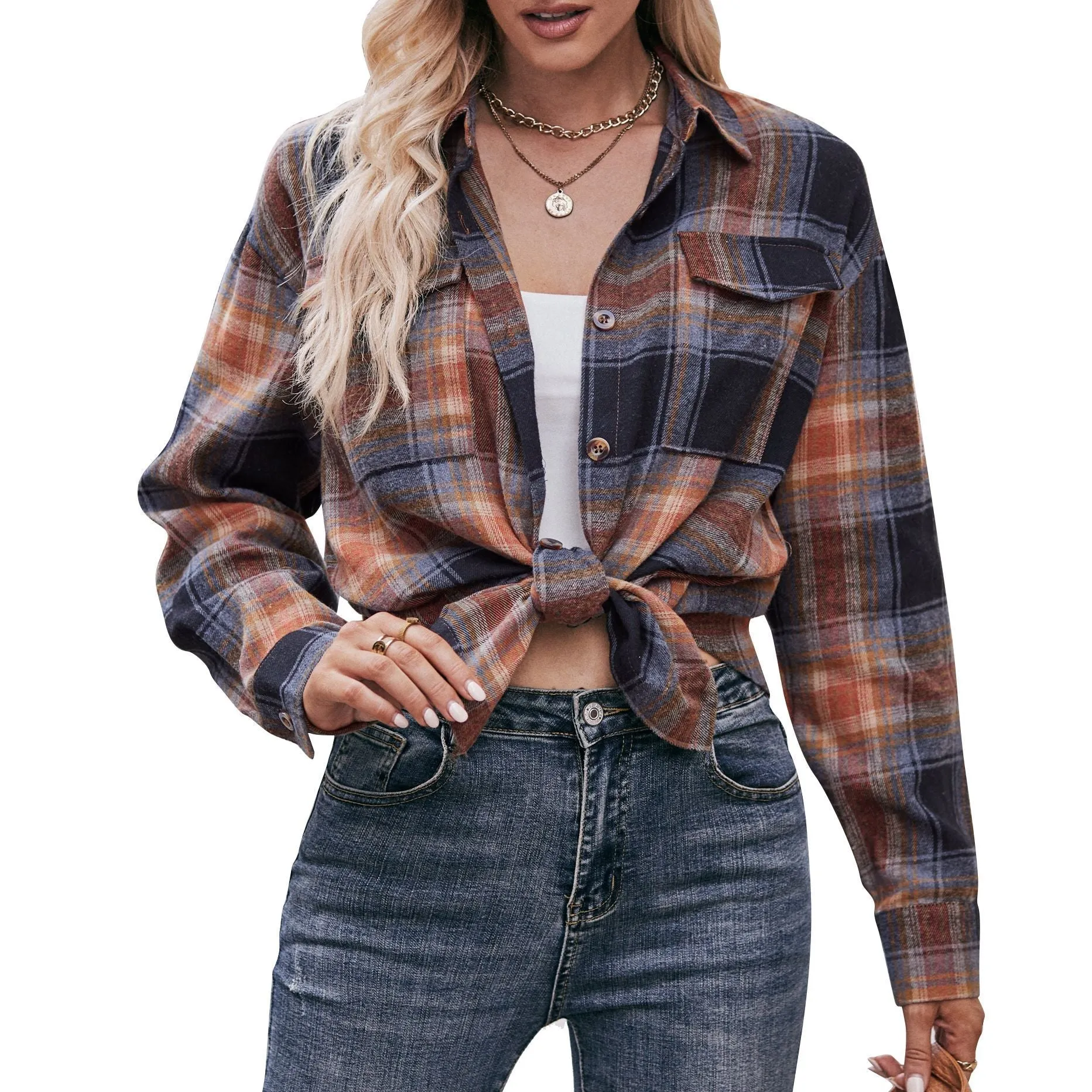 Plaid Aura™ | Women's Casual Oversized Plaid Shirt | Soft Cotton, Relaxed Fit, Trendy Design
