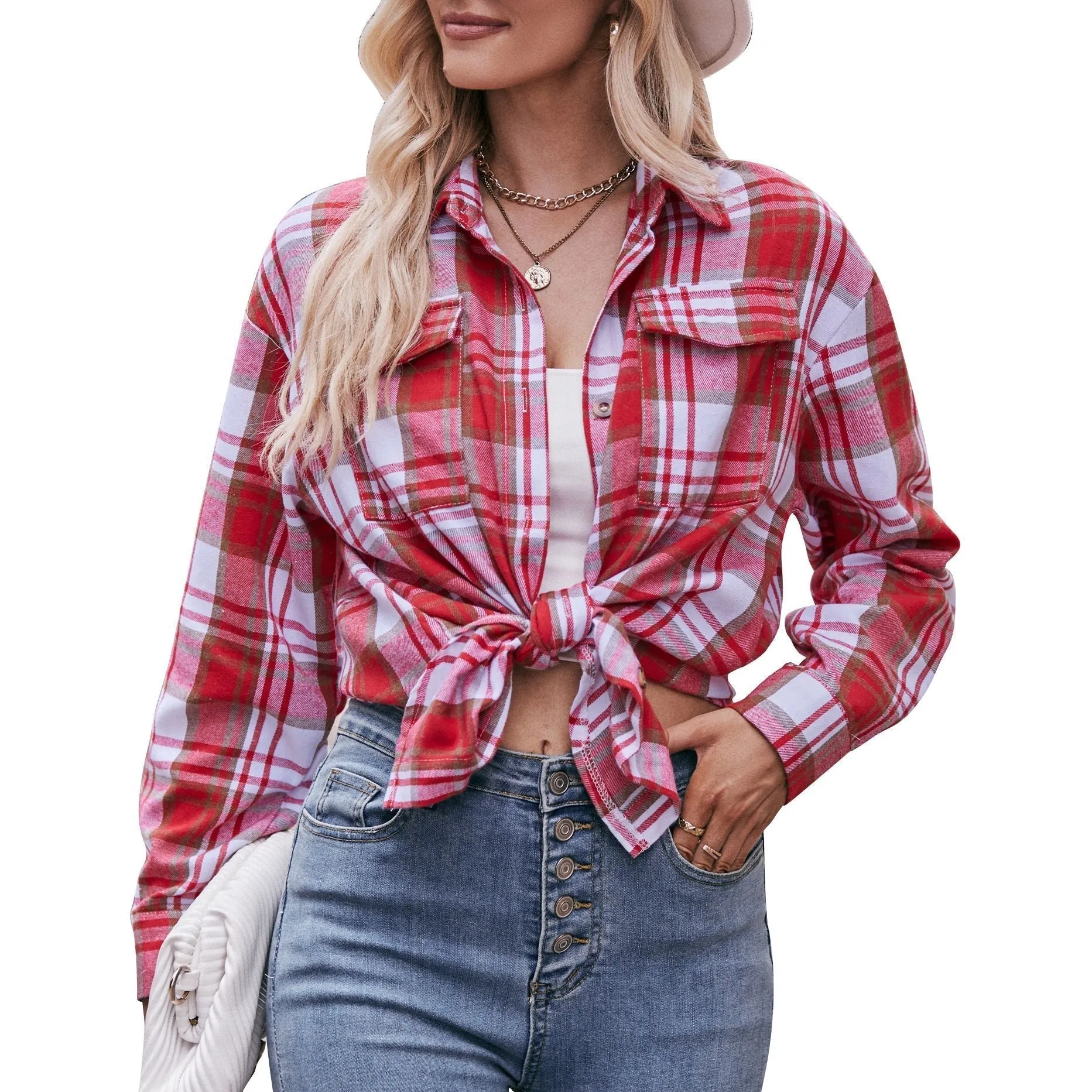 Plaid Aura™ | Women's Casual Oversized Plaid Shirt | Soft Cotton, Relaxed Fit, Trendy Design