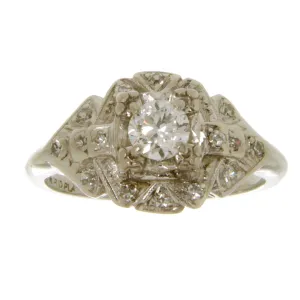 Platinum Art Deco Diamond Engagement Ring