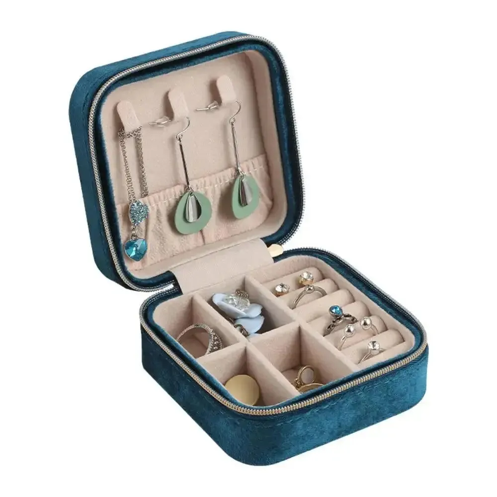 Plush Velvet Small Jewelry Box Necklace Ring Earrings Storage Jewelry Case Women Travel Portable Jewelry Organizer Box Joyero