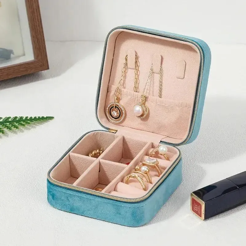 Plush Velvet Small Jewelry Box Necklace Ring Earrings Storage Jewelry Case Women Travel Portable Jewelry Organizer Box Joyero