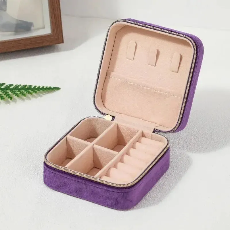 Plush Velvet Small Jewelry Box Necklace Ring Earrings Storage Jewelry Case Women Travel Portable Jewelry Organizer Box Joyero
