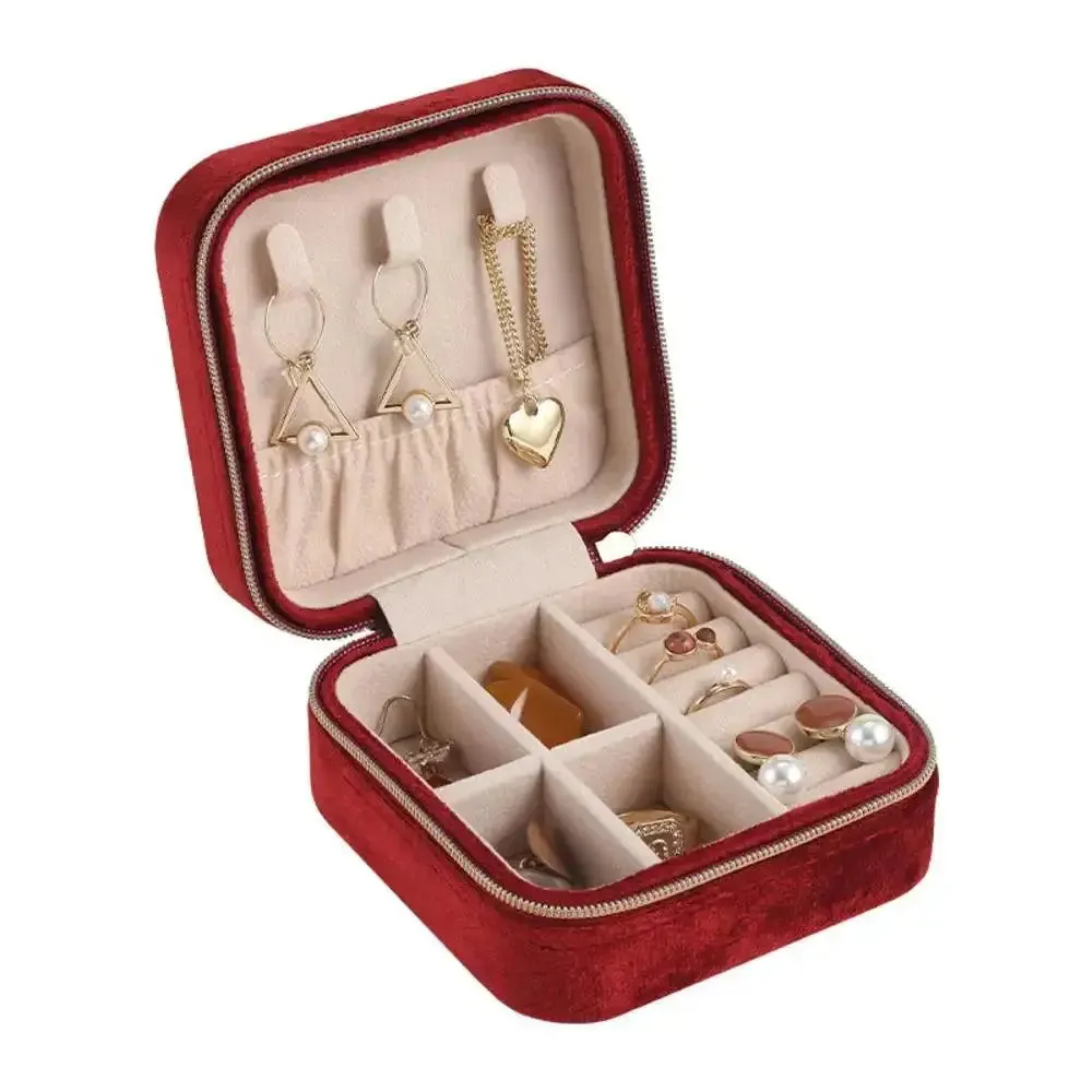 Plush Velvet Small Jewelry Box Necklace Ring Earrings Storage Jewelry Case Women Travel Portable Jewelry Organizer Box Joyero