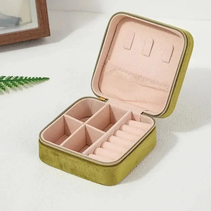Plush Velvet Small Jewelry Box Necklace Ring Earrings Storage Jewelry Case Women Travel Portable Jewelry Organizer Box Joyero
