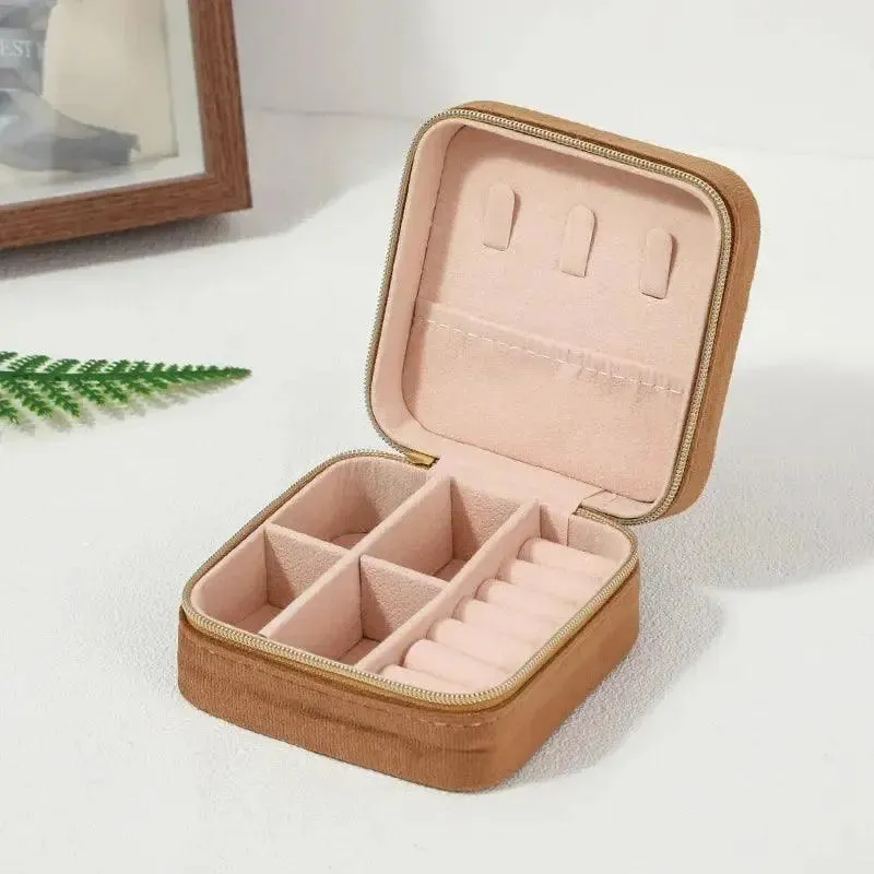 Plush Velvet Small Jewelry Box Necklace Ring Earrings Storage Jewelry Case Women Travel Portable Jewelry Organizer Box Joyero