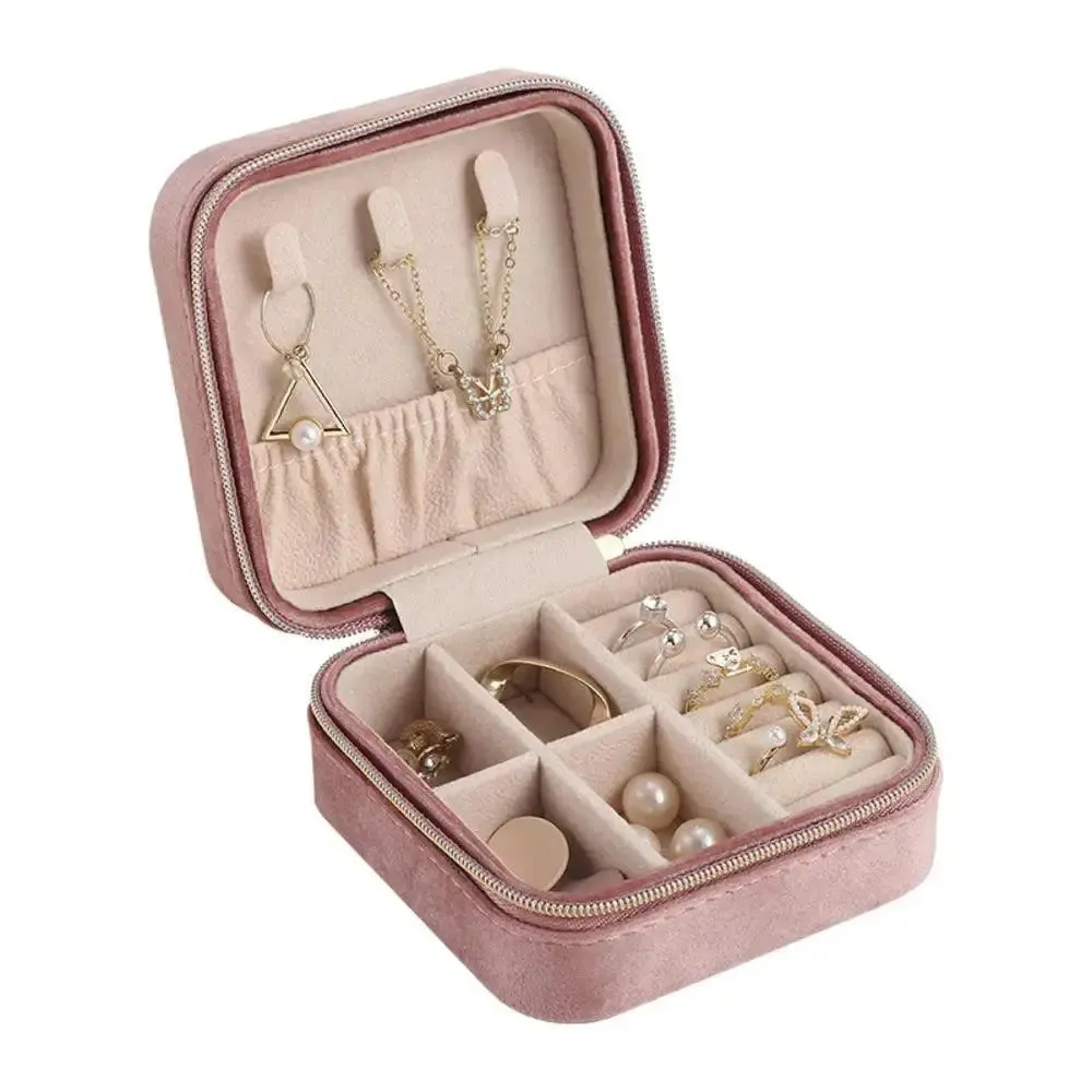 Plush Velvet Small Jewelry Box Necklace Ring Earrings Storage Jewelry Case Women Travel Portable Jewelry Organizer Box Joyero