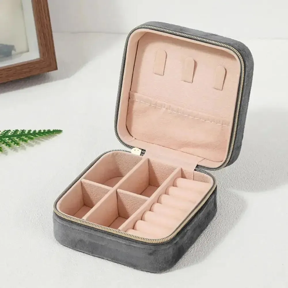 Plush Velvet Small Jewelry Box Necklace Ring Earrings Storage Jewelry Case Women Travel Portable Jewelry Organizer Box Joyero