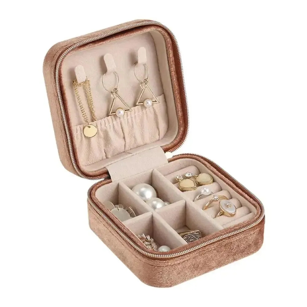 Plush Velvet Small Jewelry Box Necklace Ring Earrings Storage Jewelry Case Women Travel Portable Jewelry Organizer Box Joyero