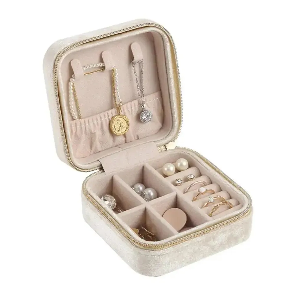 Plush Velvet Small Jewelry Box Necklace Ring Earrings Storage Jewelry Case Women Travel Portable Jewelry Organizer Box Joyero