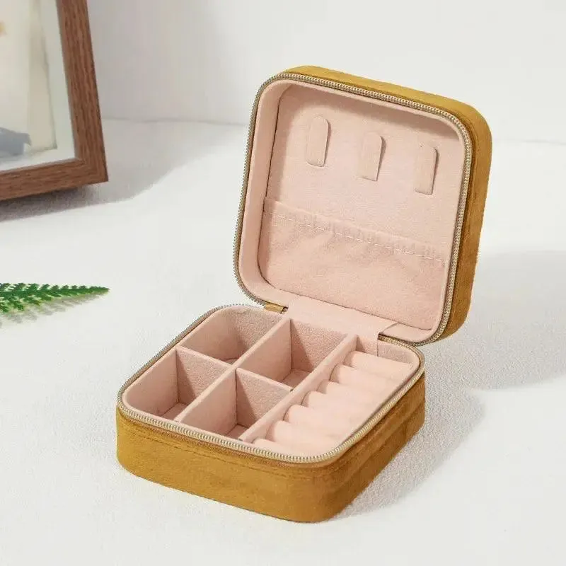 Plush Velvet Small Jewelry Box Necklace Ring Earrings Storage Jewelry Case Women Travel Portable Jewelry Organizer Box Joyero