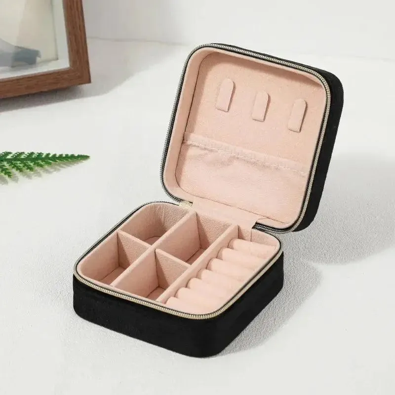 Plush Velvet Small Jewelry Box Necklace Ring Earrings Storage Jewelry Case Women Travel Portable Jewelry Organizer Box Joyero
