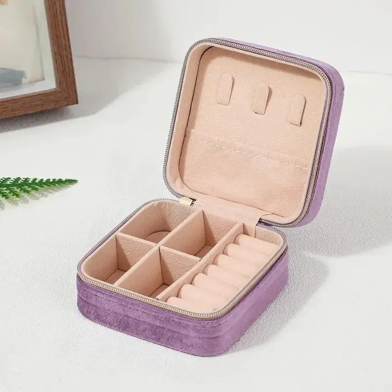 Plush Velvet Small Jewelry Box Necklace Ring Earrings Storage Jewelry Case Women Travel Portable Jewelry Organizer Box Joyero