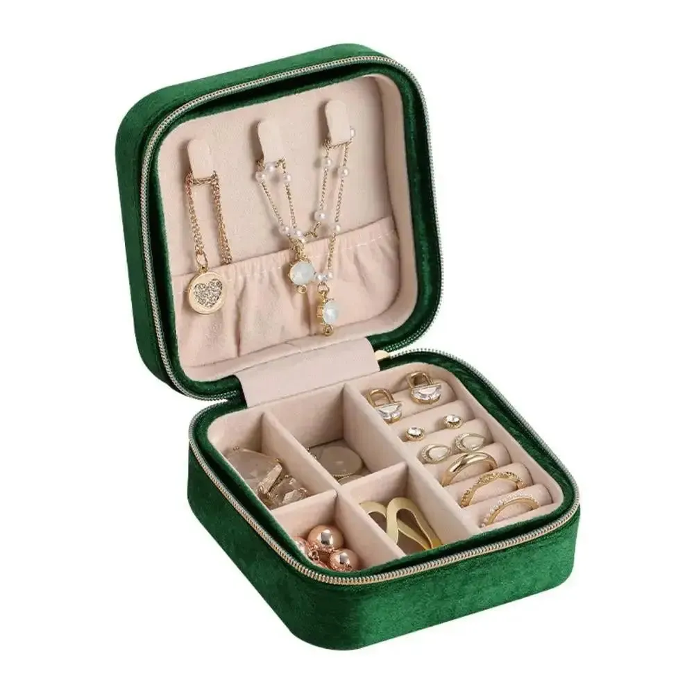 Plush Velvet Small Jewelry Box Necklace Ring Earrings Storage Jewelry Case Women Travel Portable Jewelry Organizer Box Joyero