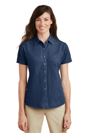 Port & Company Women's Short Sleeve Value Denim Shirt.  LSP11 Ink Blue