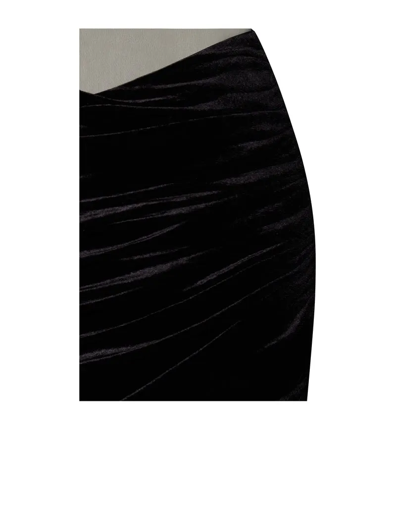 PRE-ORDER Angelika Velvet Sheer Cutout Dress x Noir