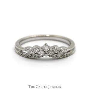 Princess Crown Designed Round Diamond Band in 14k White Gold