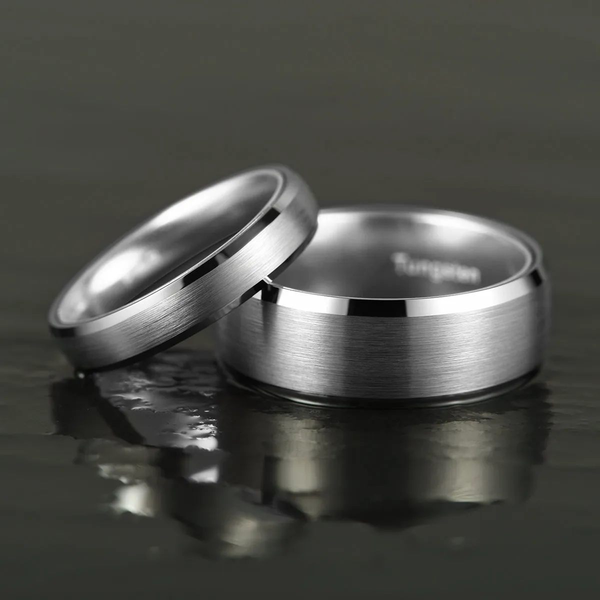 Pristine Passion Silver Interior Silver Tungsten Wedding Band 4MM