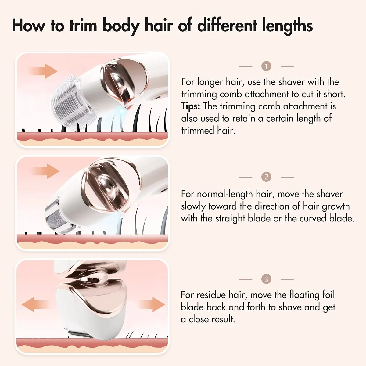 Pritech Lady Shaver- 3 interchangeable trimmers