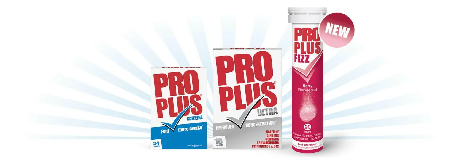 Pro Plus Fizz - 20 Effervescent Berry Flavour Tablets - Caffeine, Guarana, Ginseng and Vitamins B12, B2 & B6