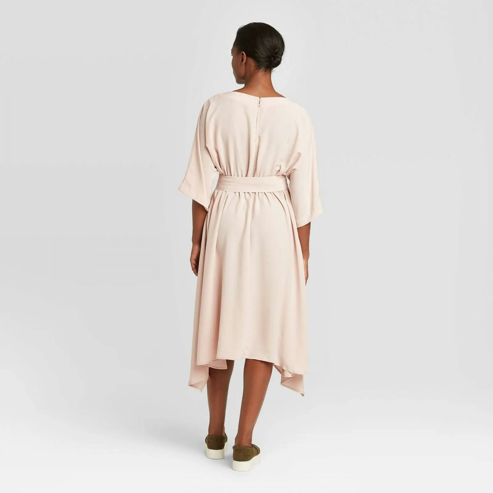 Prologue Women's Dolman 3/4 Sleeve Handkerchief Hem Midi Dress