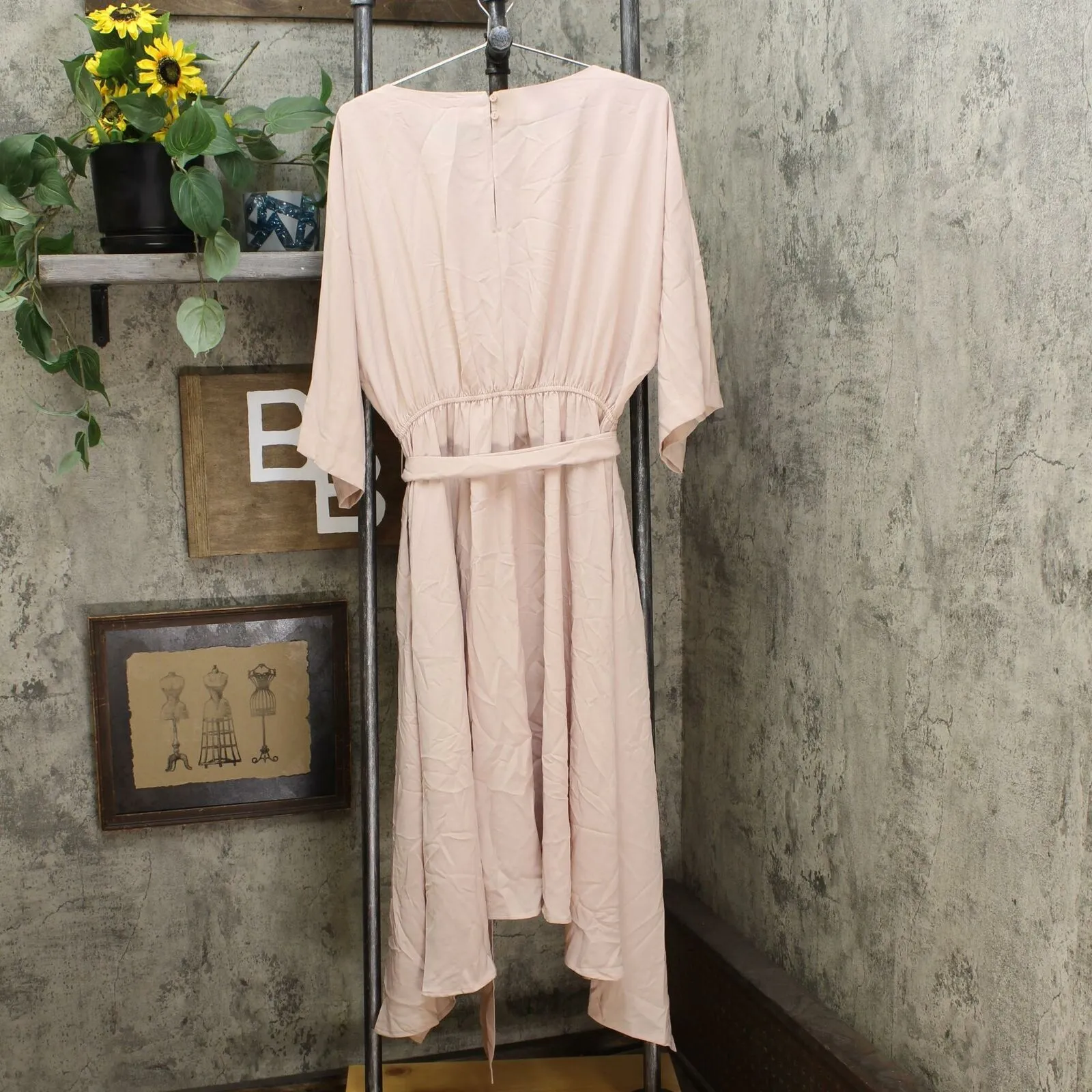 Prologue Women's Dolman 3/4 Sleeve Handkerchief Hem Midi Dress