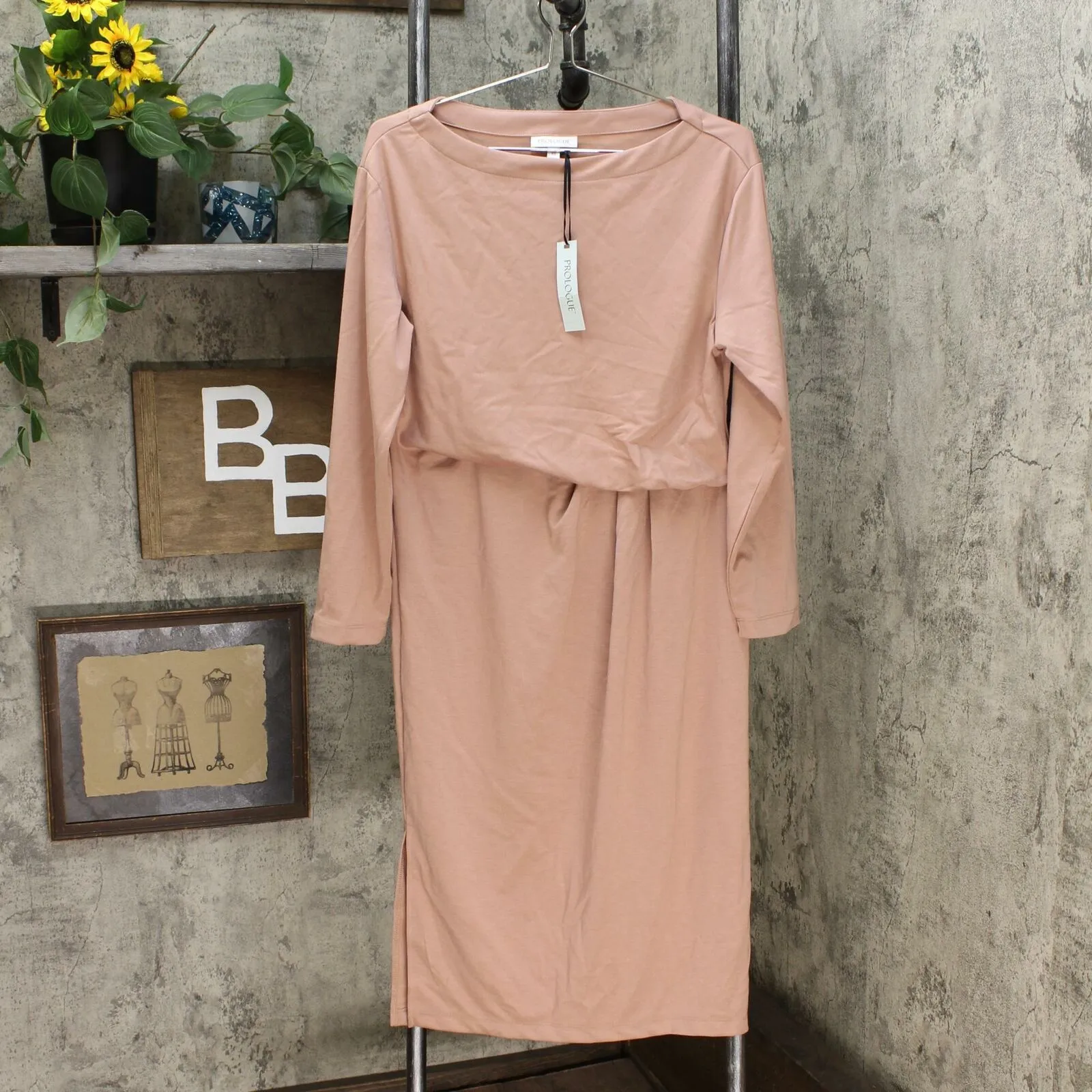 Prologue Women's Long Sleeve Crewneck Knit Midi Dress