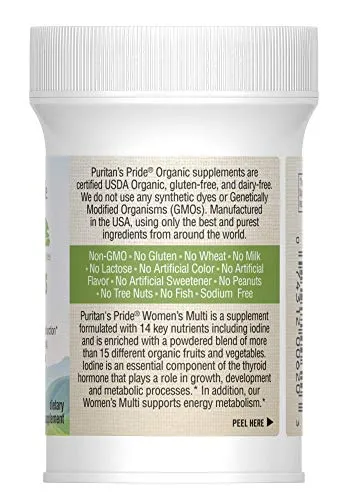 Puritan's Pride Multivitaminas orgánicas para mujer, 30, 1