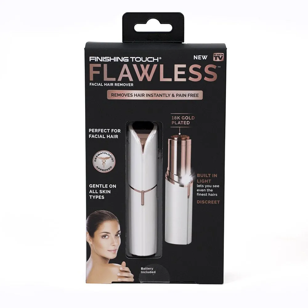 "FINISH TOUCH FLAWLESS FACIL HAIR REMOVER- REMOVES HAIR INSTANTLY & PAIN FREE"