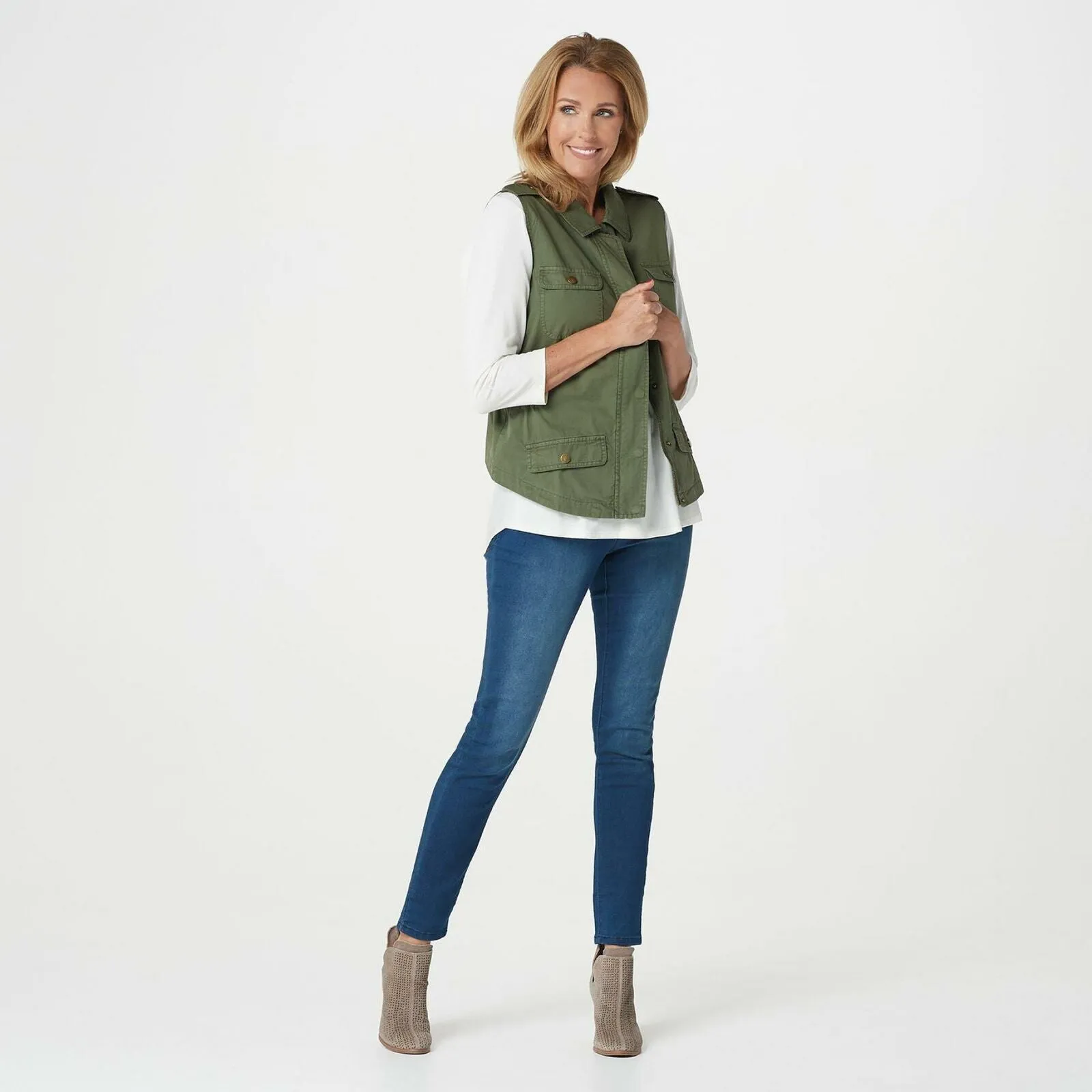 Rachel Hollis Women's Casual Vest With Pockets