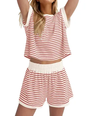 Red Striped Casual Tracksuit